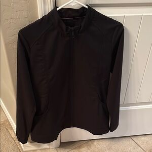 Black Long Sleeve scrub Jacket with zipper and two pockets